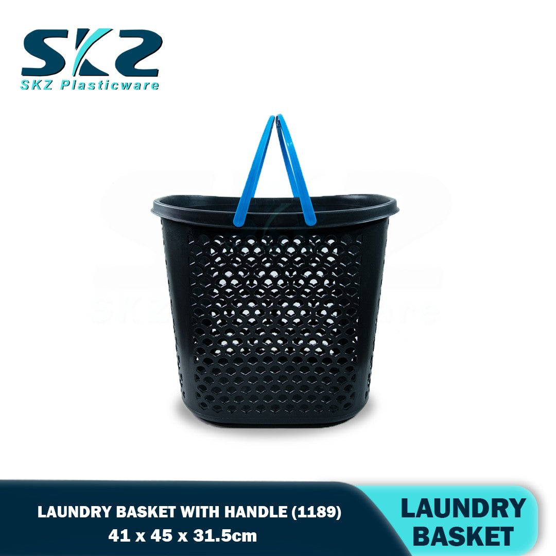 #1189 Laundry plastic basket with handle (Random Color)