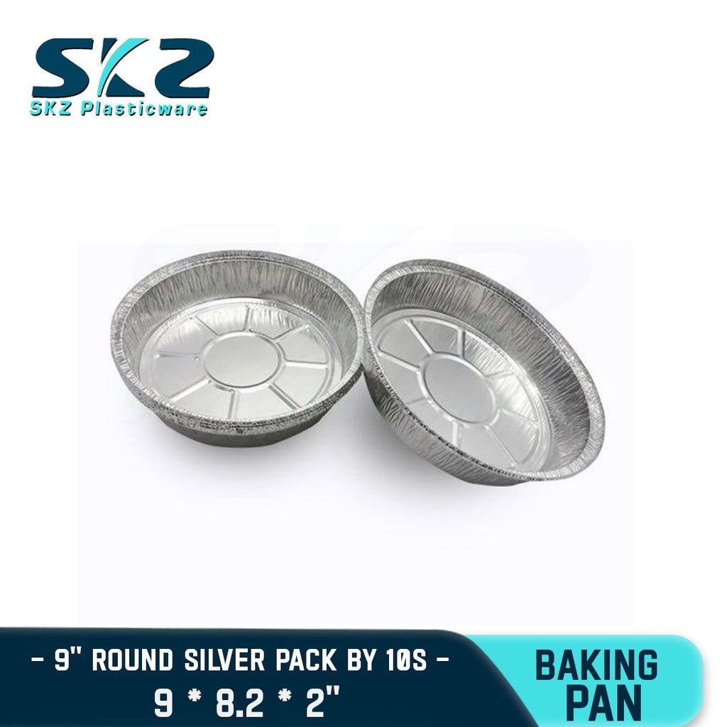 SKZ ALUMINUM FOIL ROUND SILVER 1300ML [9INCHES]  ALUMTRAY WITH LID 10PCS/PACK