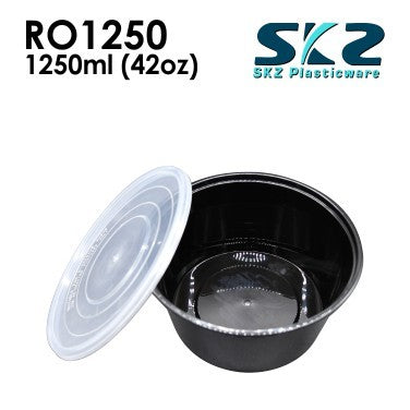 SKZ BLACK CONTAINER ROUND SERIES R01250 1250ml ENVIRONMENTAL FRIENDLY FOOD STORAGE MICROWAVABLE