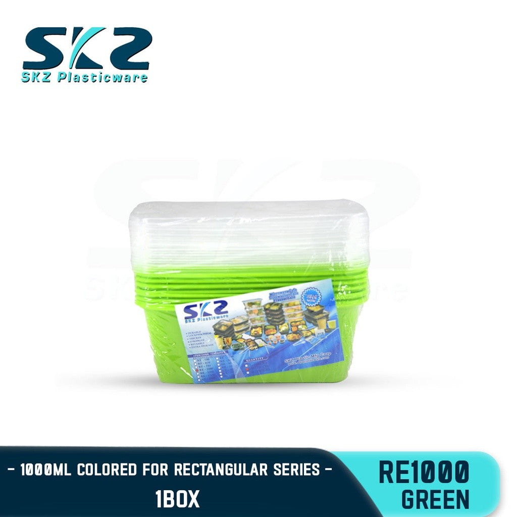 SKZ  1BOX COLORED CONTAINER RECTANGULAR SERIES RE1000 ENVIRONMNTAL FRIENDLY FOOD STORAGE MICROWVABLE