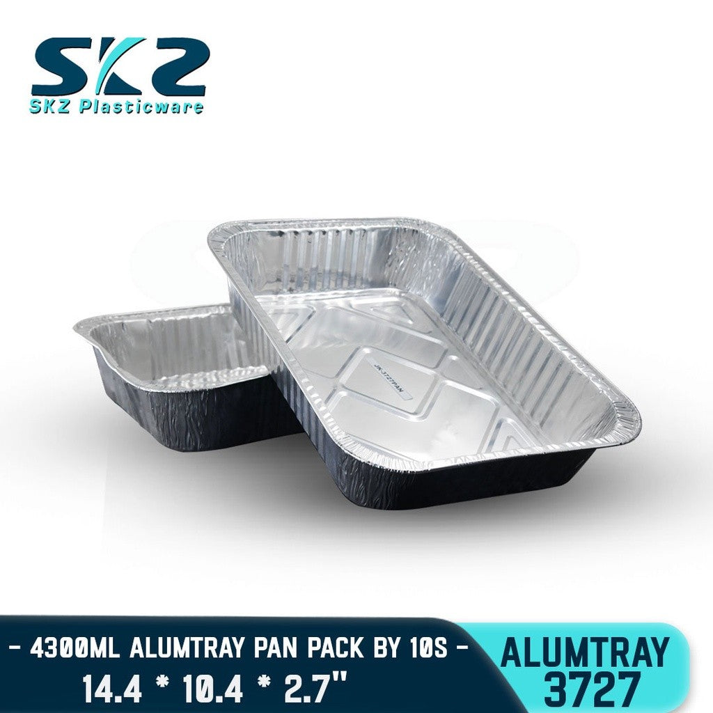 SKZ 1BOX ALUMINUM FOIL TRAY 4300ML [3727] RECTANGULAR ALUMTRAY WITH LID 1000PCS