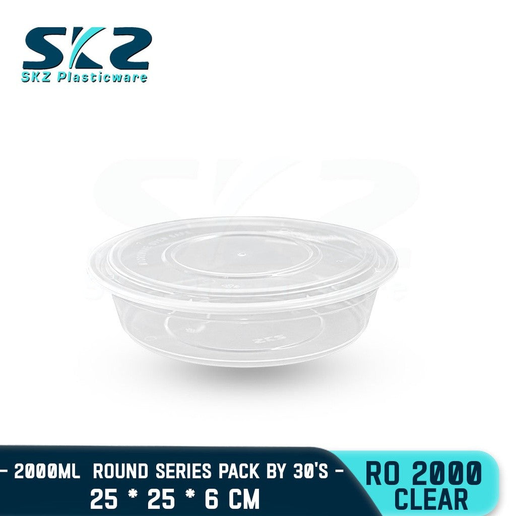 SKZ CLEAR CONTAINER ROUND SERIES R02000 2000ml ENVIRONMENTAL FRIENDLY FOOD STORAGE MICROWAVABLE