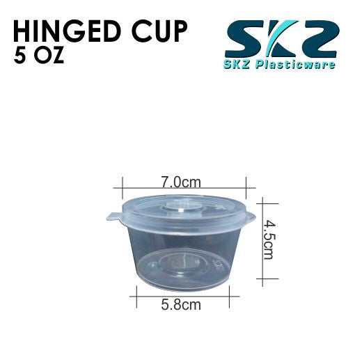SKZ CLEAR HINGED CUP CONTAINER SERIES (1oz, 2oz,3oz,4oz,5oz) ENVIRONMENTAL FRIENDLY SAUCER CUP