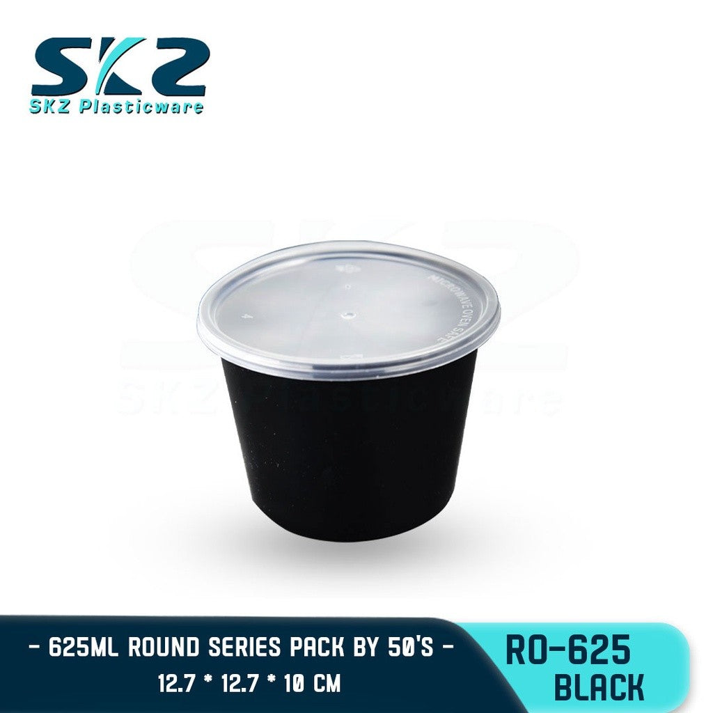 SKZ BLACK CONTAINER ROUND SERIES R0625 625ml ENVIRONMENTAL FRIENDLY FOOD STORAGE MICROWAVABLE