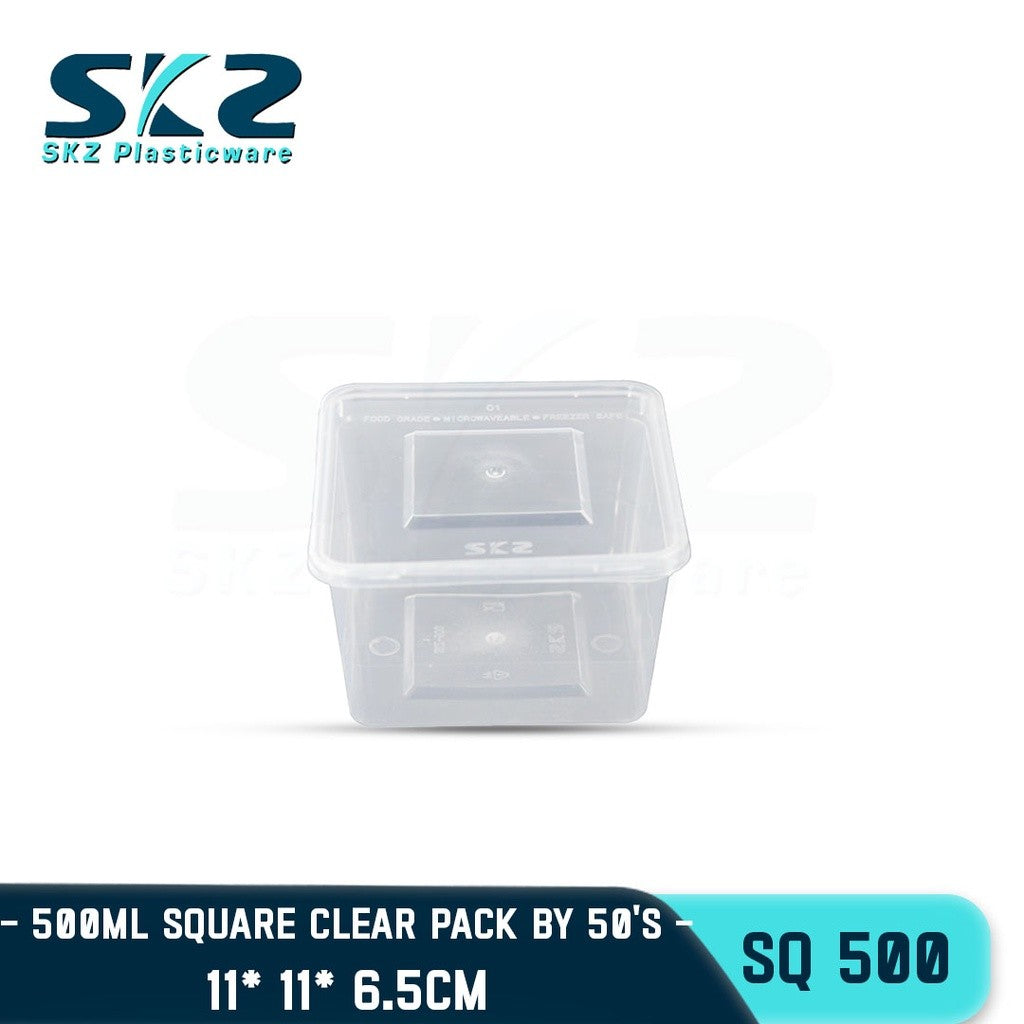 SKZ 1BOX BLACK AND CLEAR SQUARE SERIES [SQ-500] ENVIRONMENTAL FRIENDLY FOOD STORAGE MICROWAVABLE