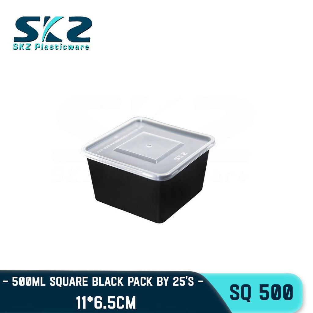 SKZ BLACK SQUARE SERIES CONTAINER SQ500 500ml ENVIRONMENTAL FRIENDLY FOOD STORAGE MICROWAVABLE