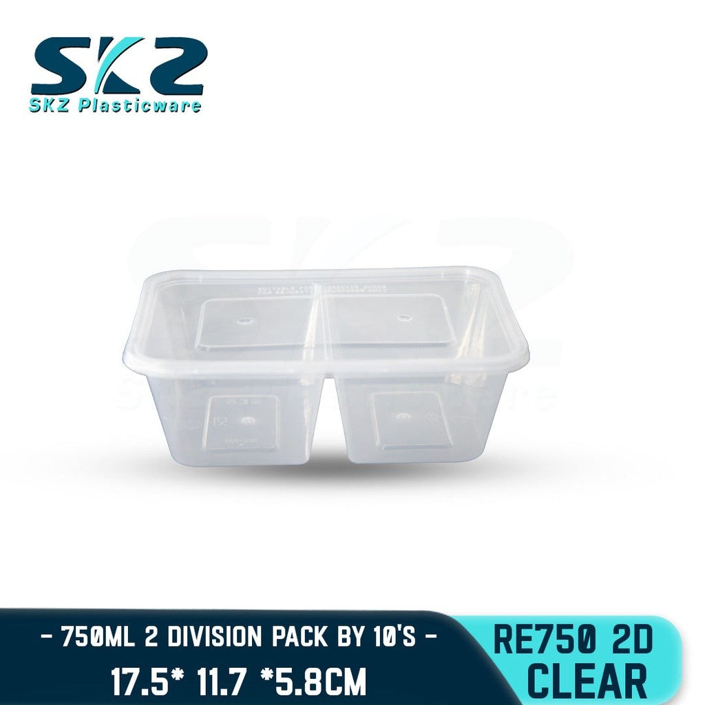SKZ BENTO BOX RE750 2 DIVISION 1BOX [RE750-2D] ENVIRONMENTAL FRIENDLY FOOD STORAGE MICROWAVABL