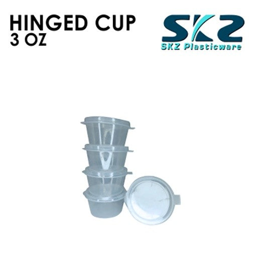 SKZ CLEAR HINGED CUP CONTAINER SERIES (1oz, 2oz,3oz,4oz,5oz) ENVIRONMENTAL FRIENDLY SAUCER CUP