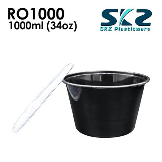 SKZ BLACK CONTAINER ROUND SERIES RO1000 ENVIRONMENTAL FRIENDLY FOOD STORAGE MICROWAVABLE
