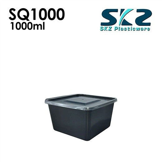 SKZ BLACK SQUARE CONTAINER SERIES SQ1000 1000ml ENVIRONMENTAL FRIENDLY FOOD STORAGE MICROWAVABLE