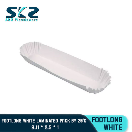 DISPOSABLE FOOTLONG WHITE LAMINATED PACK  BY 20S