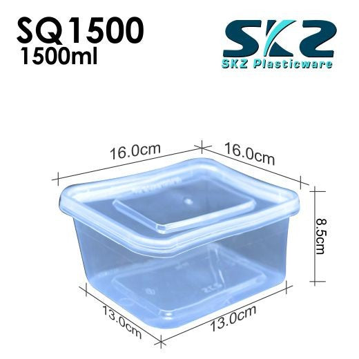 SKZ CLEAR SQUARE CONTAINER SERIES SQ1500 ENVIRONMENTAL FRIENDLY FOOD STORAGE MICROWAVABLE