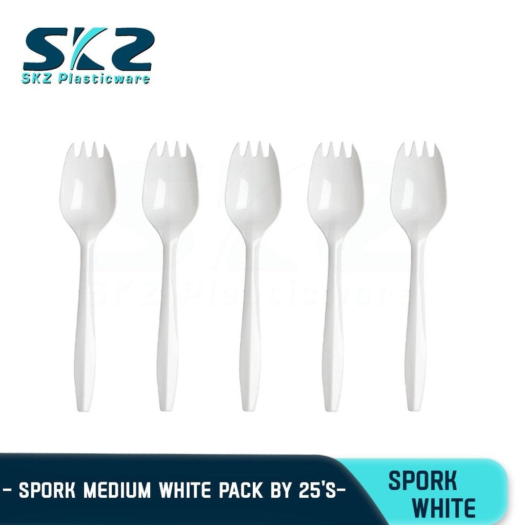 SKZ DISPOSABLE SPORK WHITE 25PCS/PACK