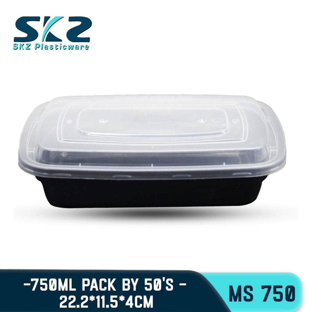SKZ 1BOX BLACK AND CLEAR RE SERIES 750ML [MS 750]  ENVIRONMENTAL FRIENDLY FOOD STORAGE MICROWAVABLE
