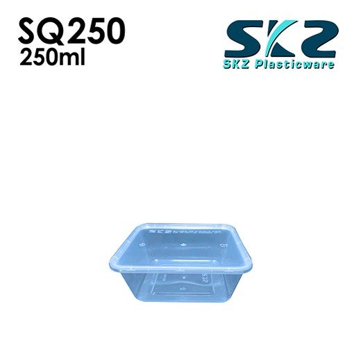 SKZ CLEAR SQUARE CONTAINER SERIES SQ250 250ml ENVIRONMENTAL FRIENDLY FOOD STORAGE MICROWAVABLE