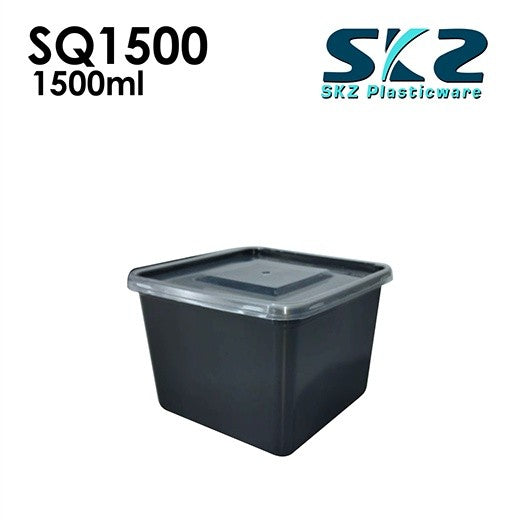 SKZ BLACK SQUARE CONTAINER SERIES SQ1500 1500ml ENVIRONMENTAL FRIENDLY FOOD STORAGE MICROWAVABLE