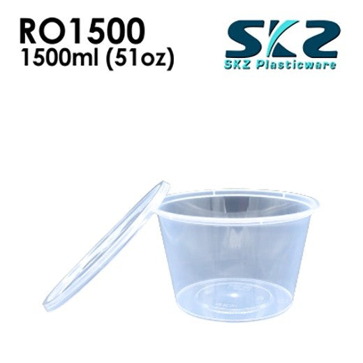 SKZ CLEAR CONTAINER ROUND SERIES RO1500 1500ml ENVIRONMENTAL FRIENDLY FOOD STORAGE MICROWAVABLE
