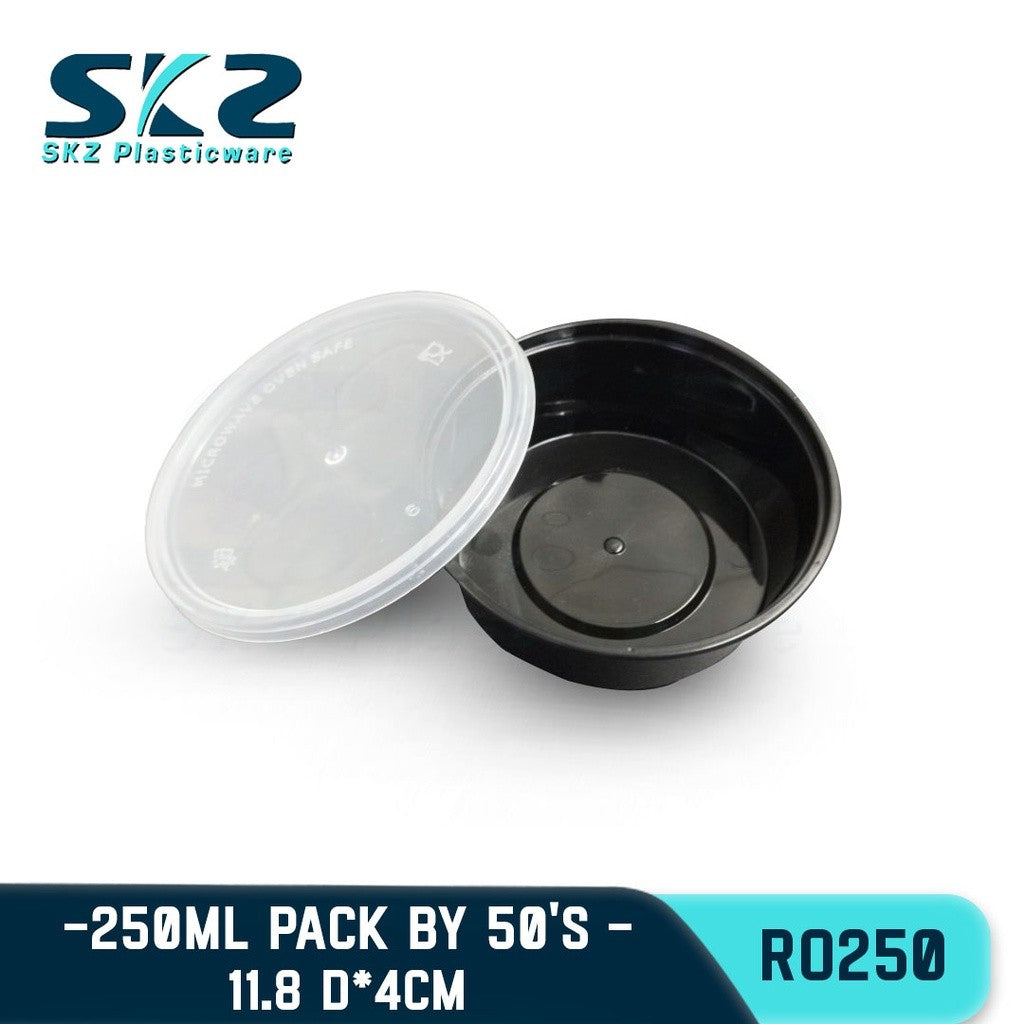 SKZ BLACK CONTAINER ROUND SERIES R0250 250ml ENVIRONMENTAL FRIENDLY FOOD STORAGE MICROWAVABLE