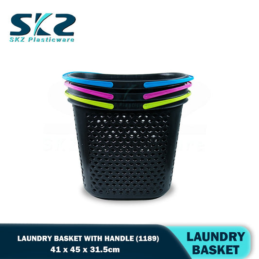 #1189 Laundry plastic basket with handle (Random Color)