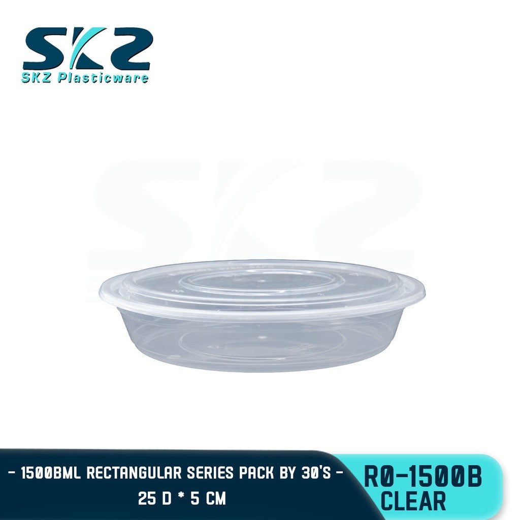 SKZ CLEAR CONTAINER ROUND SERIES R01500-B ENVIRONMENTAL FRIENDLY FOOD STORAGE MICROWAVABLE