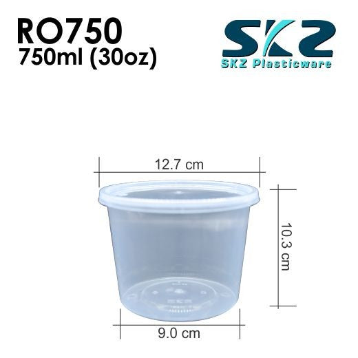 SKZCLEAR CONTAINER ROUND SERIES R0750 750ml ENVIRONMENTAL FRIENDLY FOOD STORAGE MICROWAVABLE
