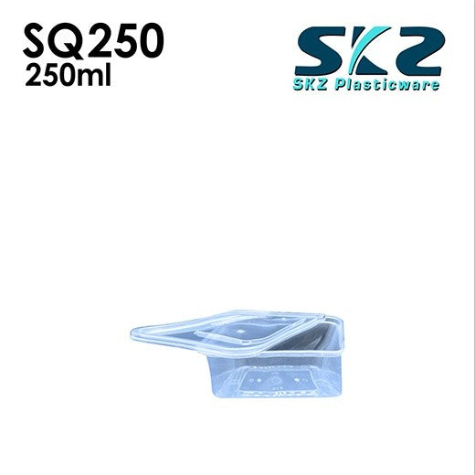SKZ CLEAR SQUARE CONTAINER SERIES SQ250 250ml ENVIRONMENTAL FRIENDLY FOOD STORAGE MICROWAVABLE