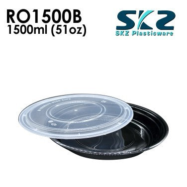 SKZ BLACK CONTAINER ROUND SERIES R01500B 1500ml ENVIRONMENTAL FRIENDLY FOOD STORAGE MICROWAVABLE
