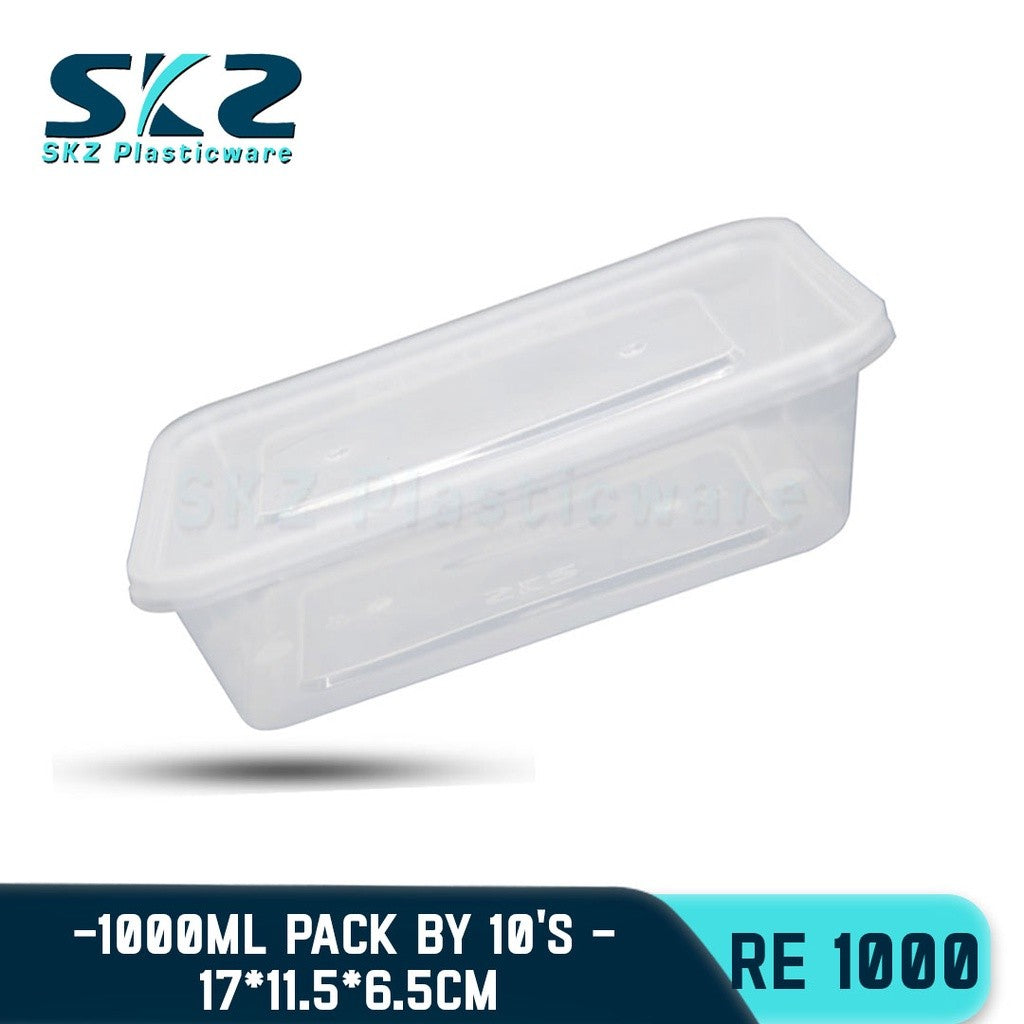SKZ CLEAR CONTAINER RECTANGULAR SERIES RE1000  ENVIRONMENTAL FRIENDLY FOOD STORAGE MICROWAVABLE