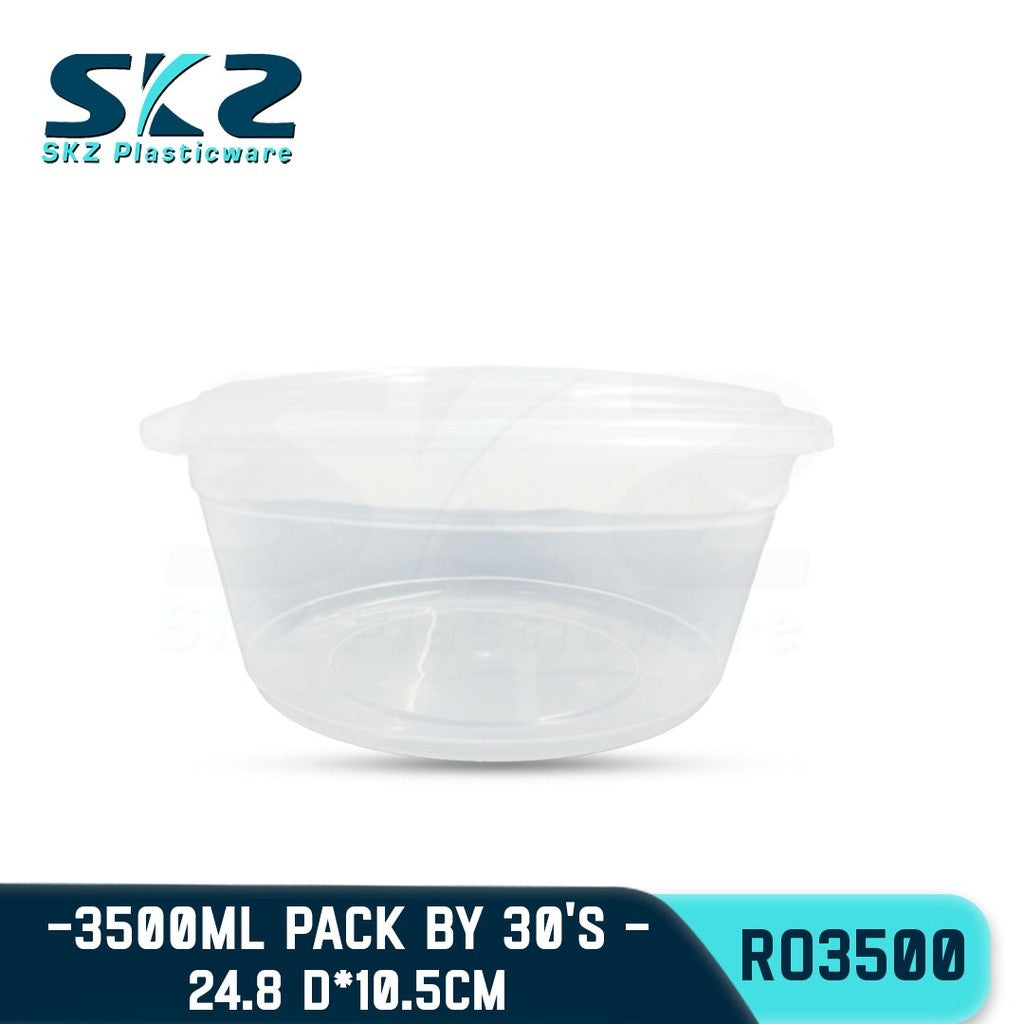 SKZ 1BOX BLACK AND CLEAR ROUND SERIES [RO 3500] ENVIRONMENTAL FRIENDLY FOOD STORAGE MICROWAVABLE