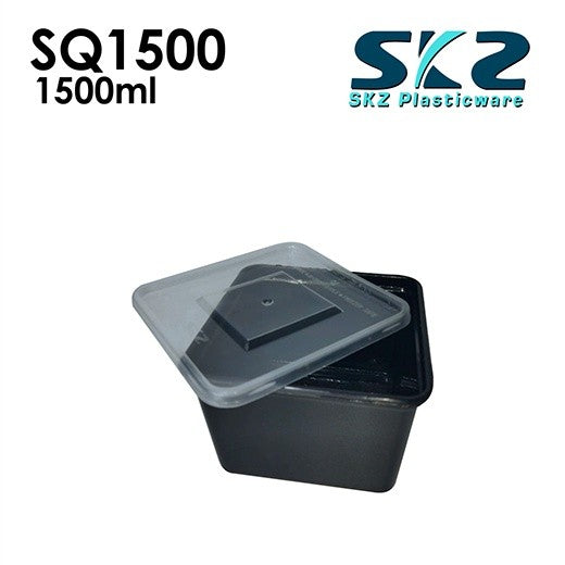 SKZ BLACK SQUARE CONTAINER SERIES SQ1500 1500ml ENVIRONMENTAL FRIENDLY FOOD STORAGE MICROWAVABLE
