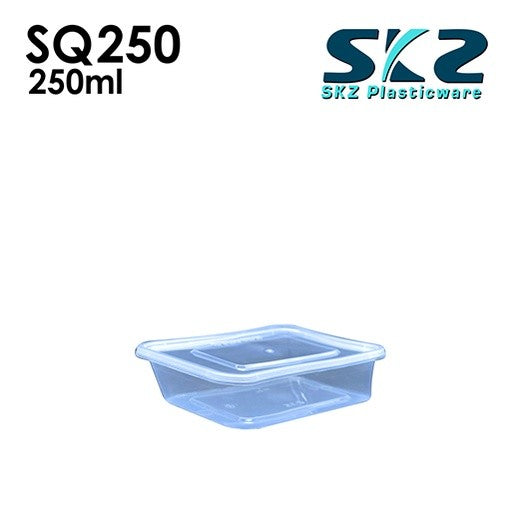 SKZ CLEAR SQUARE CONTAINER SERIES SQ250 250ml ENVIRONMENTAL FRIENDLY FOOD STORAGE MICROWAVABLE