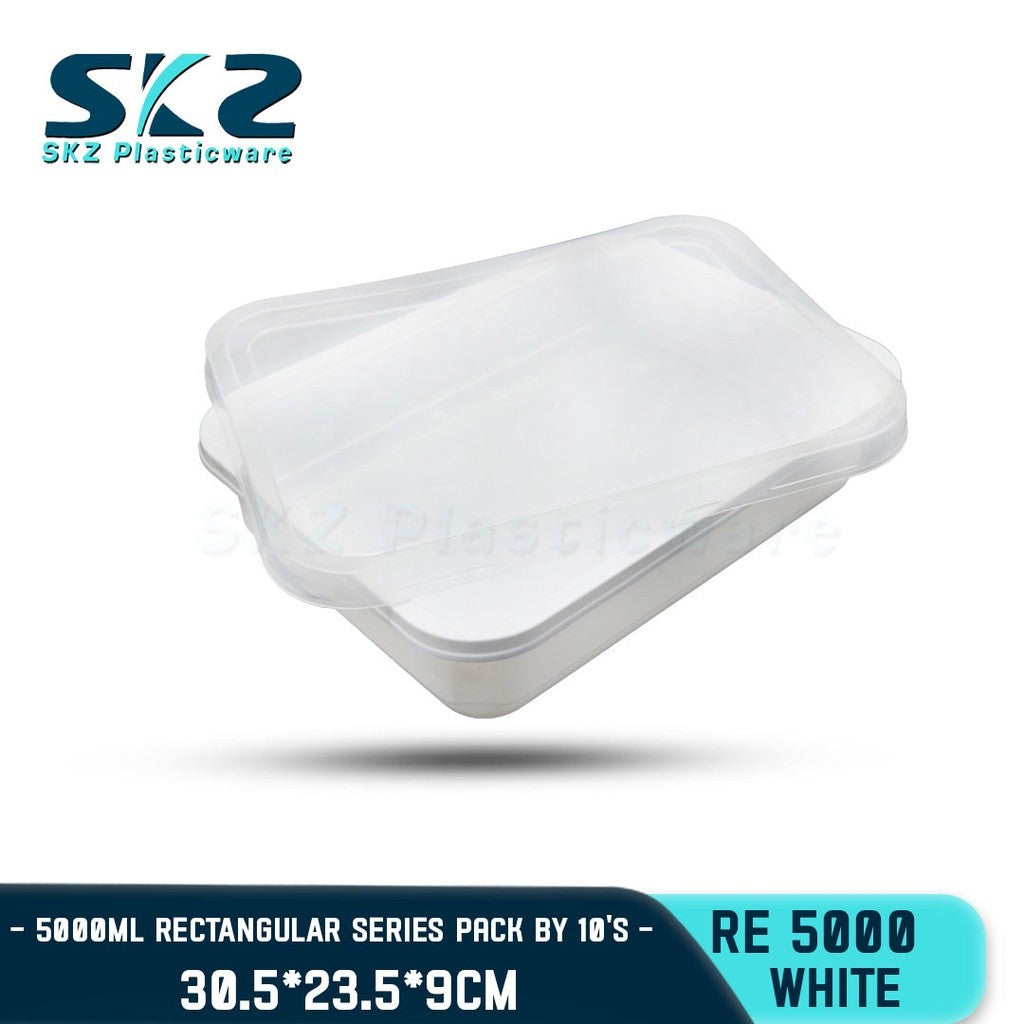 SKZ WHITE PARTY TRAY RECTANGULAR SERIES RE5000 ENVIRONMENTAL FRIENDLY FOOD STORAGE MICROWAVABLE