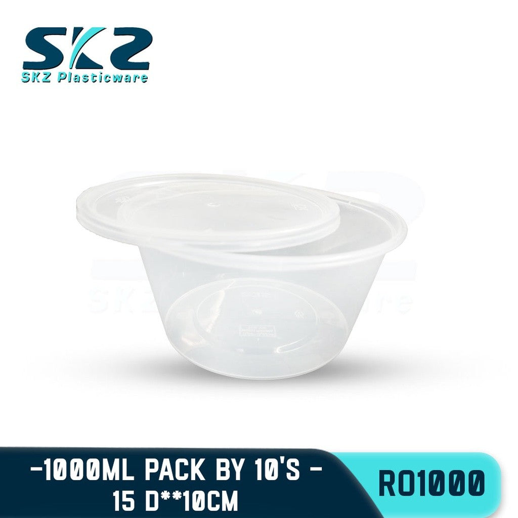 SKZ BLACK CONTAINER ROUND SERIES R01000 1000ml ENVIRONMENTAL FRIENDLY FOOD STORAGE MICROWAVABLE
