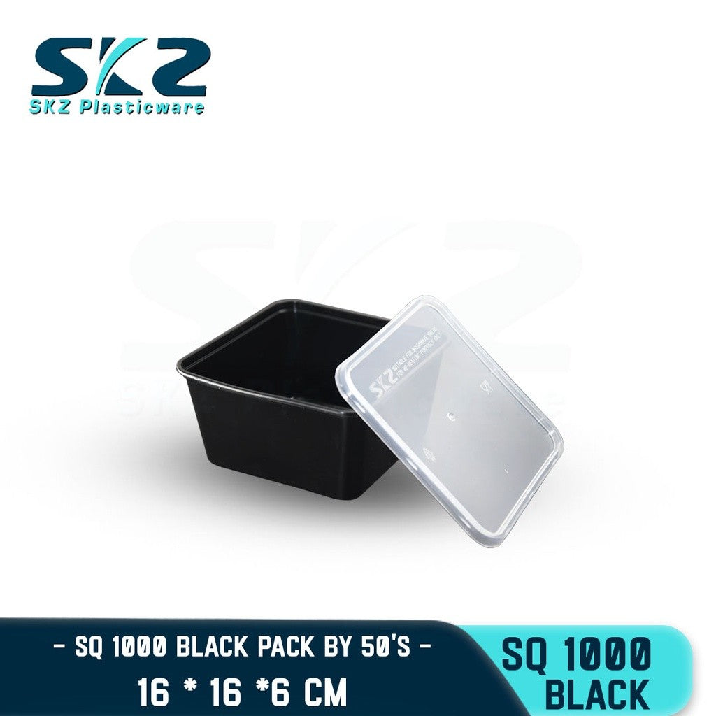 SKZ BLACK SQUARE CONTAINER SERIES SQ1000 1000ml ENVIRONMENTAL FRIENDLY FOOD STORAGE MICROWAVABLE