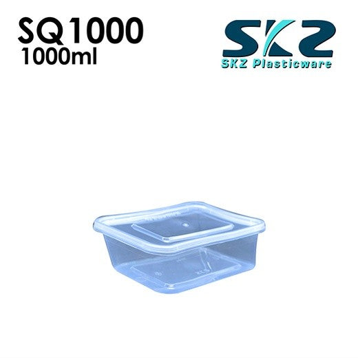 SKZ CLEAR SQUARE CONTAINER SERIES SQ1000 1000ml ENVIRONMENTAL FRIENDLY FOOD STORAGE MICROWAVABLE