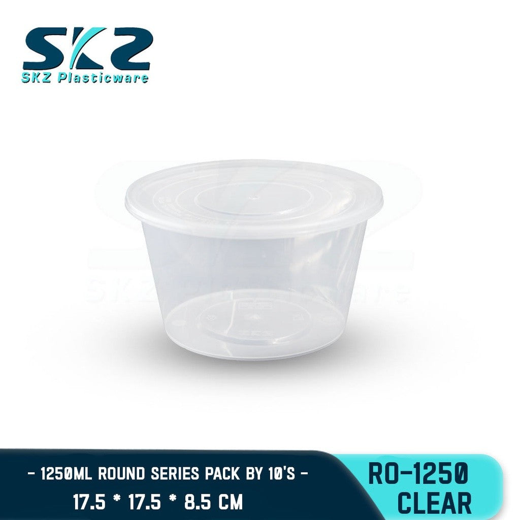 SKZ CLEAR CONTAINER ROUND SERIES R01250 1250ml ENVIRONMENTAL FRIENDLY FOOD STORAGE MICROWAVABLE