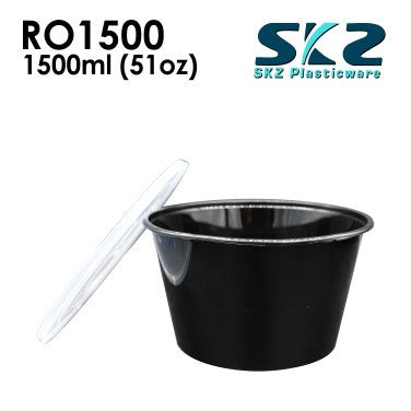 SKZ BLACK CONTAINER ROUND SERIES R01500 1500ml ENVIRONMENTAL FRIENDLY FOOD STORAGE MICROWAVABLE