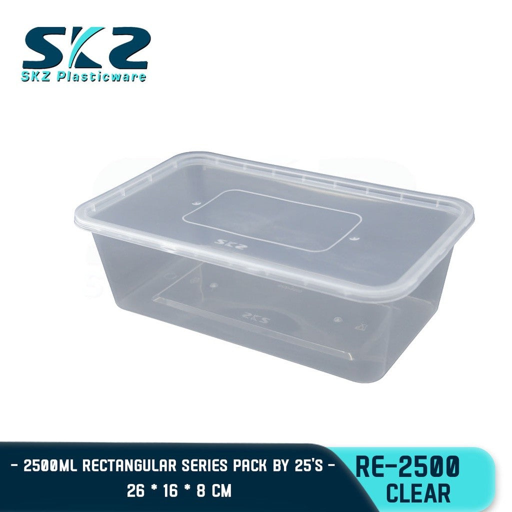 SKZ BLACK CLEAR CONTAINER RECTANGULAR SERIES RE2500 ENVIRONMENTAL FRIENDLY FOOD STORAGE MICROWAVABLE