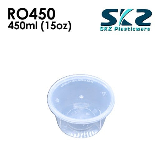 SKZ CLEAR CONTAINER ROUND SERIES R0450 (396) 450ml ENVIRONMENTAL FRIENDLY FOOD STORAGE MICROWAVABLE