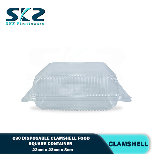 C30 Clamshell Clear Plastic Canister Disposable container 25pcs