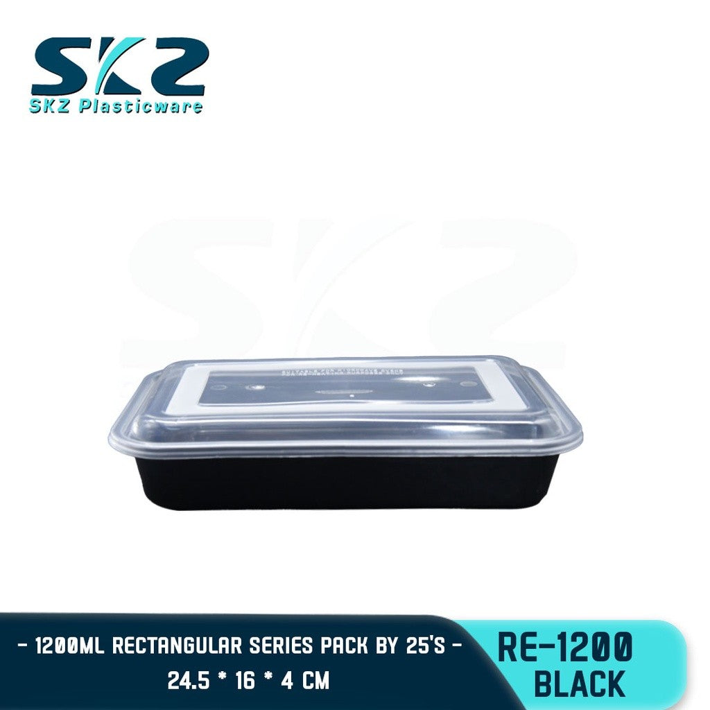 SKZ BLACK RECTANGULAR SERIES RE1200 1200ml ENVIRONMENTAL FRIENDLY FOOD STORAGE MICROWAVABLE