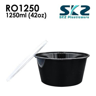 SKZ BLACK CONTAINER ROUND SERIES R01250 1250ml ENVIRONMENTAL FRIENDLY FOOD STORAGE MICROWAVABLE