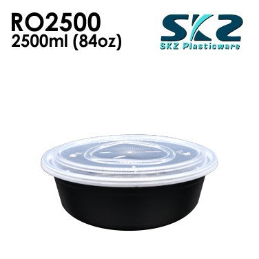 SKZ BLACK CONTAINER ROUND SERIES R02500 2500ml ENVIRONMENTAL FRIENDLY FOOD STORAGE MICROWAVABLE