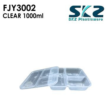 NEW (FYJ-3002) CLEAR CONTAINER 3DIVISION SERIES 3500ML ENVIRONMENTAL FRIENDLY FOOD STORAGE MICROWAV