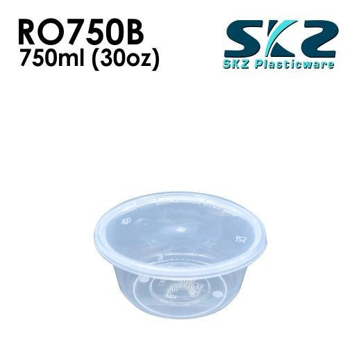 SKZ CLEAR CONTAINER ROUND SERIES 50PCS R0750B 750ml ENVIRONMENTAL FRIENDLY FOOD STORAGE MICROWAVABLE