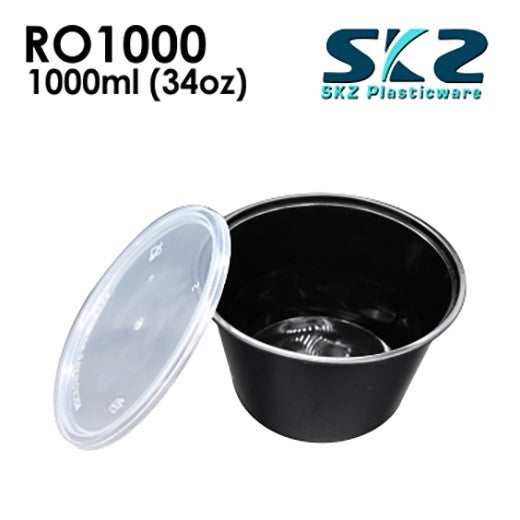 SKZ BLACK CONTAINER ROUND SERIES RO1000 ENVIRONMENTAL FRIENDLY FOOD STORAGE MICROWAVABLE