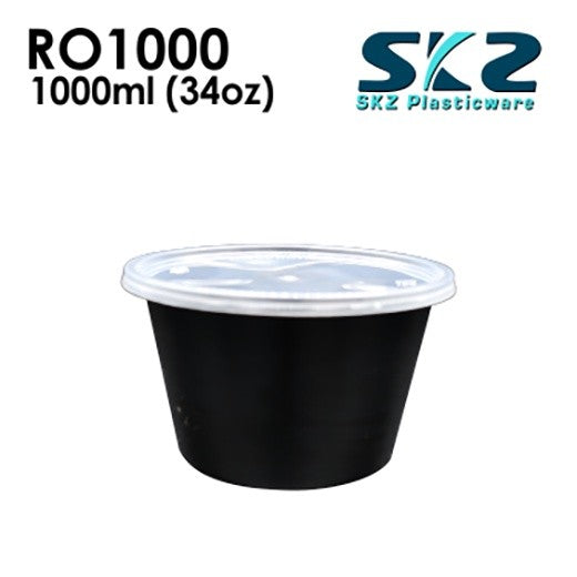 SKZ BLACK CONTAINER ROUND SERIES RO1000 ENVIRONMENTAL FRIENDLY FOOD STORAGE MICROWAVABLE