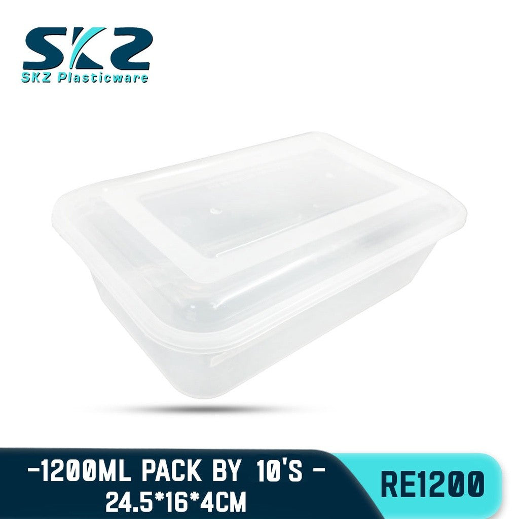 SKZ CLEAR CONTAINER RECTANGULAR SERIES RE1200 ENVIRONMENTAL FRIENDLY FOOD STORAGE MICROWAVABLE