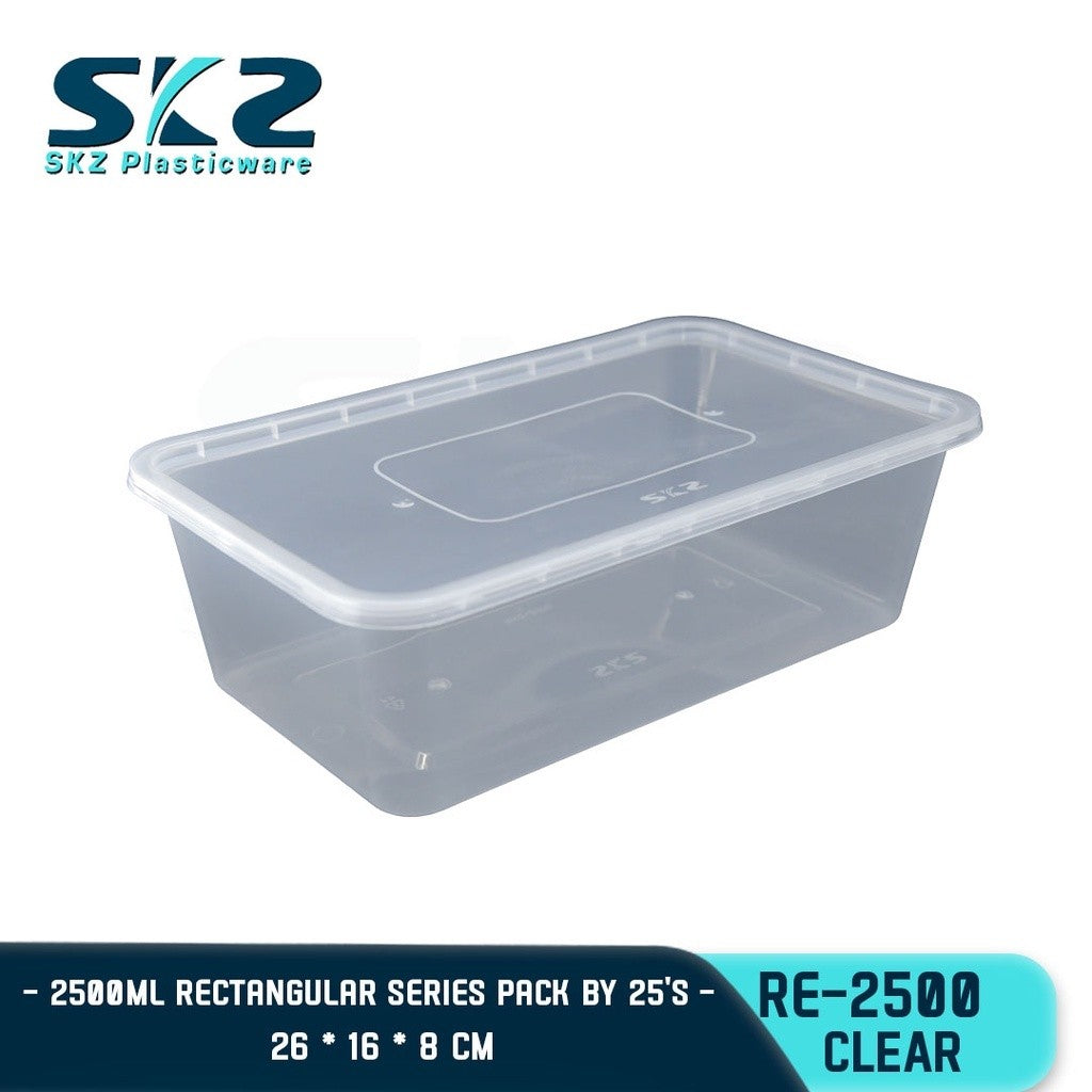 SKZ BLACK CLEAR CONTAINER RECTANGULAR SERIES RE2500 ENVIRONMENTAL FRIENDLY FOOD STORAGE MICROWAVABLE