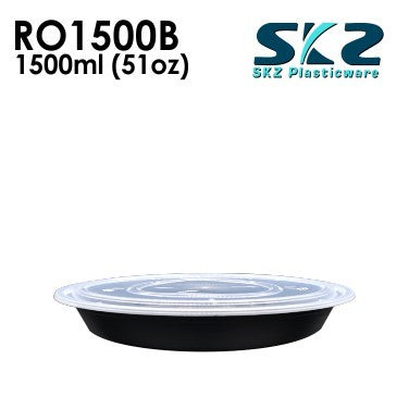 SKZ BLACK CONTAINER ROUND SERIES R01500B 1500ml ENVIRONMENTAL FRIENDLY FOOD STORAGE MICROWAVABLE